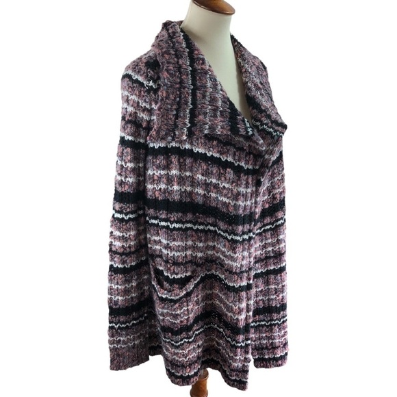 LED Maternity Wool Cotton Blend Cardigan Sweater Sz S Tweed Chunky Colorful Cozy - Picture 5 of 11